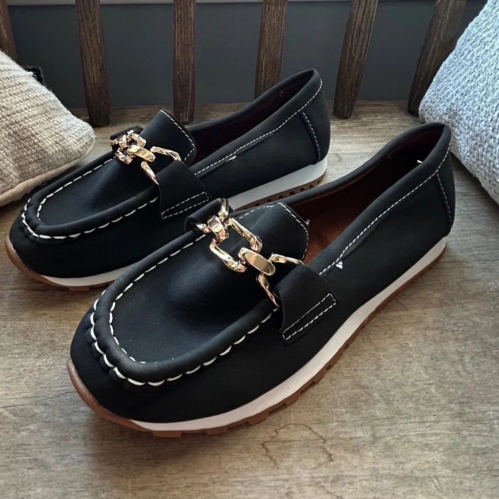 Women's Black Gold‎ Chain Loafers EU 36 / US 5.5-6 NWOT. Unbranded
